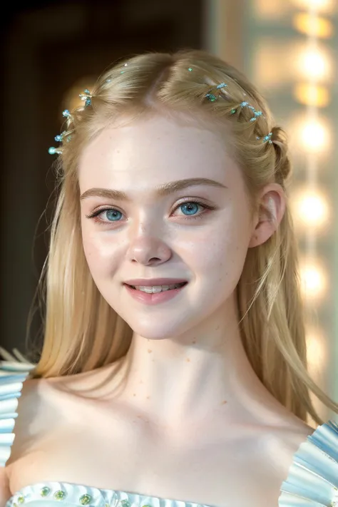 (extreme closeup:1.3) (masterpiece:1.5) (photorealistic:1.1) (best quality) (detailed skin texture hairs:1.1) (intricate) (8k) (HDR) (wallpaper) (cinematic lighting) (sharp focus),
<lyco:ellefanning_lycor_02-000003:1>, ellefanning-smf, 1girl, solo, realistic, blonde hair, green eyes, blue eyes, white dress, smile, mid-body
