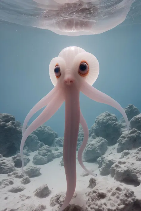 <lora:watah:0.7> translucent disturbing squid swimming in the watah