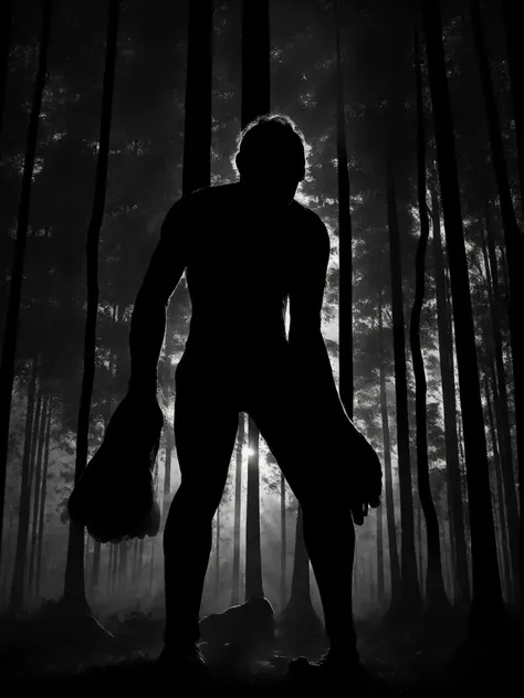 <lora:EdobShadow_v1.0:1.0>  EdobShadow silhouette of a man pulling a dead body by the legs, morning fog, in a forest, epic, dramatic lighting, ray of light.