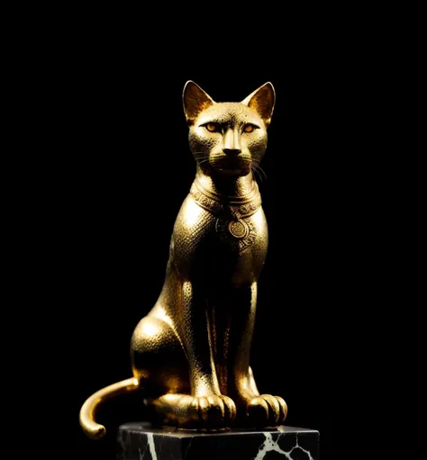 image of an ancient bastet Figure,black marble,gold details,cinematic lighting,analog image,<lora:epiNoiseoffset_v2:1>