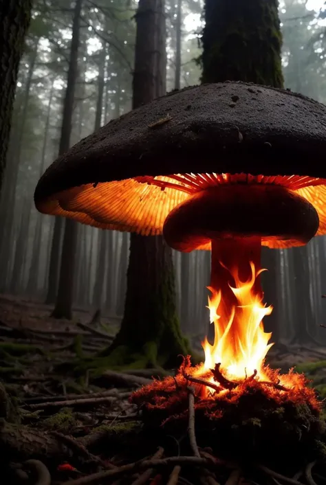 closeup image of a nuclear mushroom in a fiery forest, deep dark shadows dramatic camera angle high contrast color grading (masterpiece:1.2) (photorealistic:1.2) (best quality) (intricate details) (8k) (HDR) (cinematic lighting) (sharp focus) <lora:epiNoiseoffset_v2:1>