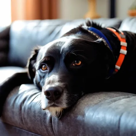 cinematic film still of  <lora:Film Stock Footage Style:1>
Closeup of a black dog laying on a couch with its head on the arm Fujifilm Eterna Film Stock Footage Style, shallow depth of field, vignette, highly detailed, high budget, bokeh, cinemascope, moody, epic, gorgeous, film grain, grainy