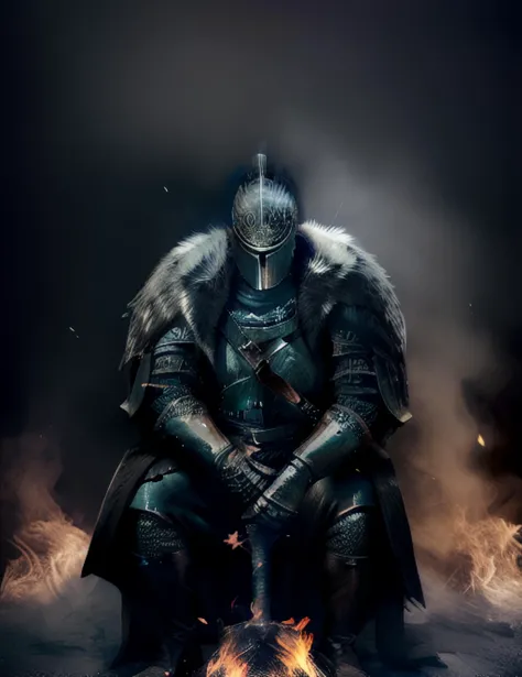 <lora:Faraam:1>image of DS2Faraam,sitting in front of a bonfire, action shot,dramatic ,wearing an iron armor,dark blue legs, background dark forest,dark fantasy,gothic atmosphere,illustration, extremely detailed ,8k, rainy, reflections,ray traycing,deviant art