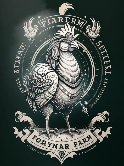 A farm logo, a farmer holding a rooster.
(XCYP minimalist logo, minimalist style, minimalist pattern, black and white pattern, badge,The best quality, clear lines, ultra-fine depictions,)