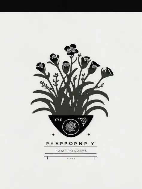 A florist's logo,
(XCYP minimalist logo, minimalist style, minimalist pattern, black and white pattern, badge,The best quality, clear lines, ultra-fine depictions,),