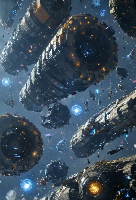 2500 Years Many Spaceships Set out to Colonize Planets, Several annular living cabins rotate around a central axis, Spaceships with various functions, military, factory, experiment, residential, buildings can be seen from the glass cover, An orderly fleet, a hopeful journey,
spstation, spacecraft, spaceship, science_fiction, future, industrial_style, mechanical_style, mecha_ style, artificial_satellite, space_station, colony_ship, nasa, interstellar_colonization, interstellar_travel, star_trek, alien, starwars, space, stardust, planet, nebula, galaxy, spectacular, Interstellar, ,more detail XL,Energy light particle mecha<lora:EMS-322033-EMS:1.000000>, <lora:EMS-61413-EMS:0.800000>, <lora:EMS-289722-EMS:0.800000>drifting in deep space. 4k, high-detail hyperrealism, HD quality, high-detail masterpiece
great lighting, clear, spstation, xtower