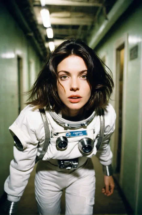 natural lips,extended spacewalk capability,scampering,In the style of Urban horror,science fiction,medium-length hair,natural patterns,Insane asylum young,sexy,film grain texture,analog photography aesthetic,visual storytelling,dynamic composition,looking at viewer,eye contact,nsfw,