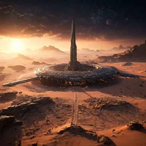 (POV view , DOF, first people view from the entrance, low angle shot:1.4),
(Ancient civilization, Alien Prometheus movie scene, dune movie scene:1.5),
In the distant future, humans are spread across planets and ruled by an empire. The most important scene in the Dune movie, "Arrakis", was filmed in the Wadi Rum desert, the largest desert in Jordan, also known as the "Valley of the Moon". Some scenes were filmed in Rubou, Abu Dhabi, the Middle East. Shot in the Rub' al Khali desert. In addition to the desert landscape, the towering rocky scenery was also the main reason why it was chosen as the shooting location.
(Large Files, Ultra Realistic, 8K, 16k, FHD, HD, VFX, Perfect, Photography, composition, Architecture Sales Photography, Architecture Competition, Ultra High Resolution, Cinematography, High Resolution Image:1.1), (dramatic lighting, direct sunlight, ray tracing, clear shadow:1.2), (real landscape:1.1), (blurred background:1.0), (urban background, more_details) ,
great lighting, clear, industrialbuilding, futureskyline, spstation