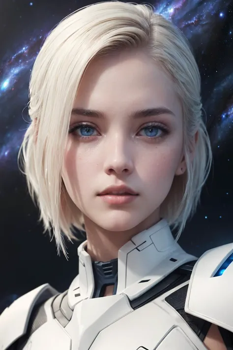 RAW, 1girl, colorful, ((white matte armor, blue lights <lora:CrysisNanosuit:0.7>)), (masterpiece, best quality), (detailed skin:1.3, detailed face:1.3), dslr, realistic, (((seductive pose, detailed galaxy landscape))), delicate, soft colors, cinematic lighting