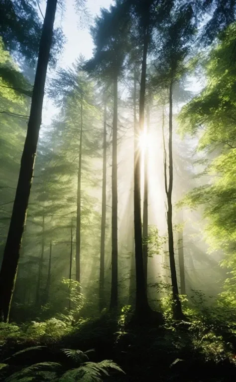 leogirl, realistic photography, <lora:add-detail-xl:0.5>,
First light piercing through the dense forest canopy, creating a dappled effect on the forest floor. The mist, illuminated by the emerging sun, adds a mystical and dreamy quality. It's a serene scene, defined by the soft, ethereal light and deep shadows.
