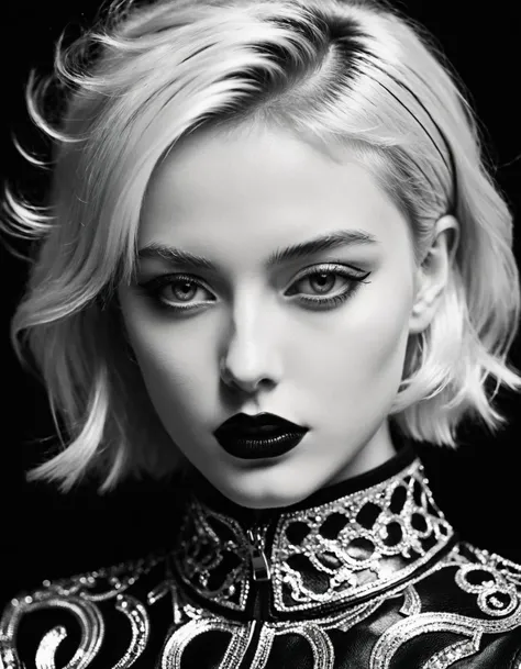 professional monochrome photograph of a platinum blonde Russian 18 year old fashion model by  Daido Moriyama,  bold lines, hyper detailed, dark limited palette, chiaroscuro,  (intricate details, masterpiece, best quality:1.4), mesmerizing, Futurism Art Style, dynamic, dramatic, Futurism Art Style, dynamic pose, looking at viewer,
<lora:add-detail-xl:1> <lora:xl_more_art-full_v1:0.5>  <lora:looking_at_viewer:2>