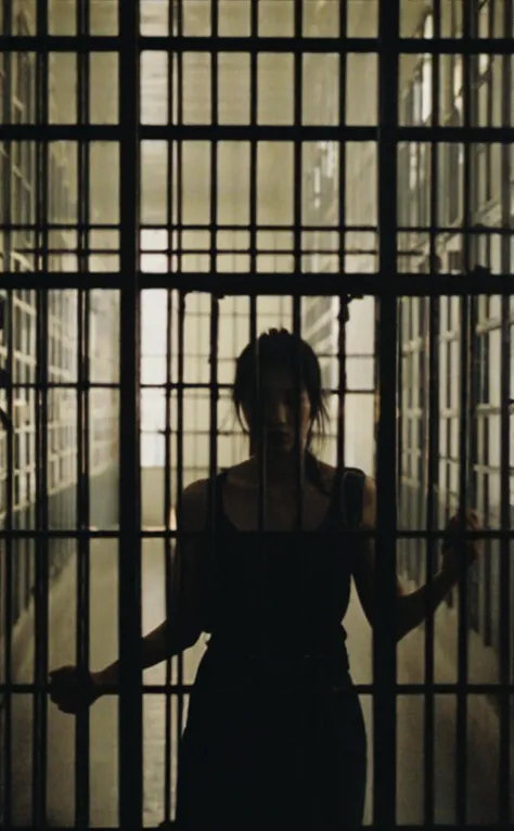 leogirl, realistic photography, <lora:add-detail-xl:0.3>, 
A handcuffed woman marches down prison hallways filled with caged barred windows, her face obscured in chiaroscuro lighting.