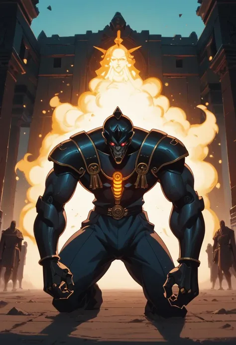 score_9, score_8_up, score_7_up,
Set, Gods of Egypt, muscular, robot, mecha, sleek metal body, glowing red eyes, enhanced body, 8K, In'ei, perfect depth of field, chiaroscuro, volumetric lighting, clear_eyes, crisp details, cinematic lighting, cinematic masterpiece, dynamic action pose, detailed background, photographic realism, masterclass 8K Uneal 5 CGI render, evil, villain, fight, damaged temple, golden light, perfect proportions, perfect hands, powerful muscular body, manly bulge
<lora:princess_xl_v2:0.1>
<lora:OtherStyle_03:0.3>
<lora:MayonnaisePony:0.3>