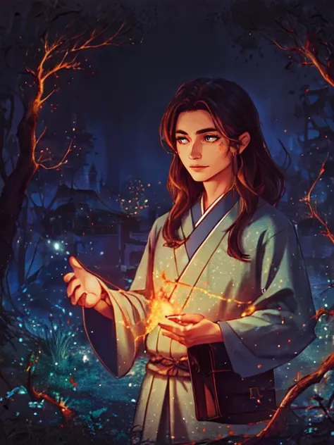 <lyco:GoodHands-beta2:0.51>, a petite young asian woman with long hair <lora:neg4all_bdsqlsz_V3.5:0.658> <lora:AdvancedEnhancer:1.3> dramatic lighting <lora:deep:0.84> kkw-Asian,, BREAK (style-swirlmagic:0.8), portrait, looking down, solo, upper body, detailed background, detailed face, (medieval high fantasy theme:1.1), (evil:0.7) smile, shaman, wearing (purple:0.7) simple peasant clothes, herbal satchel, outdoors, overgrown orchard, vines, herbs, , natural remedies, , vials, emanating mysterious power, casting spell, (purple:0.7) magic flames, floating particles, golden radiance from magical focus, whispers of ancient incantations, witchcraft, midnight, dark sinister atmosphere,