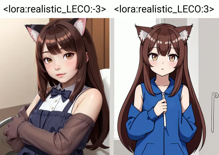 cat_ear, shiny_eye, long hair, brown_hair, <lora:realistic_LECO:-3>