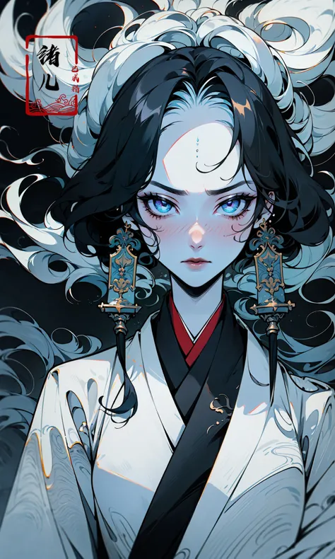 (dramatic, gritty, intense:1.4),masterpiece, best quality, 32k uhd, insane details, intricate details, hyperdetailed, hyper quality, high detail, ultra detailed, Masterpiece, (Black background:1.4)
yssk's new concept, in the style of decadent illustrations, purple and blue, appropriation artist, meiji art, valentine hugo, loish, amanda sage(upper body:1.5), (Milky skin, shiny skin:1.4)hanfu,
<lora:~Q?-^cu;:0.7>