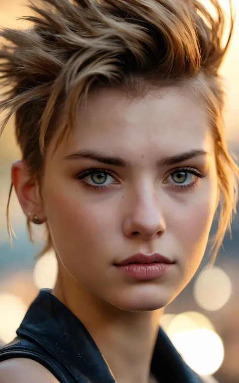 concept art 21 year old European supermodel,punk hair do,artsy,bokeh,f1.4,40mm,photorealistic,raw,8k,skin pores,fashion magazine cover shot,Thorough,analog style,eye focus,highest quality,(highly detailed skin),perfect face,skin pores,(bokeh:0.6),sharp focus,dappled lighting,(backlighting:0.7),film grain,photographed on a Sony A7R IV,18mm F/1.7 cine lens,(highly detailed, intricately detailed),8k,HDR,front view,(upper body:0.9) . digital artwork,illustrative,painterly,matte painting,highly detailed,Ultra-HD-details