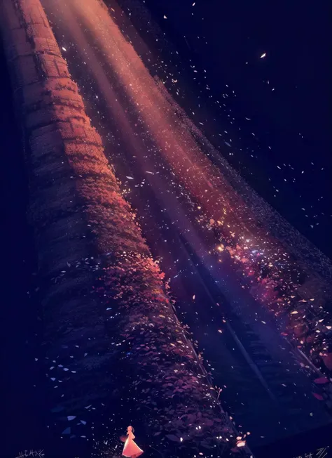 1girl, solo, signature, silhouette, long hair, star \(sky\), dress, scenery, light particles 
<lora:vines-pynoiseLoHa:1>