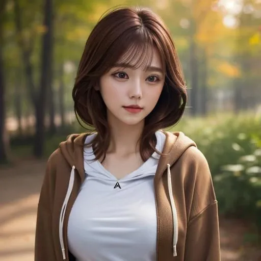 <lora:KK-V2-18:0.8>, 1girl, masterpiece, top quality, 8k hdr, RAW, looking at viewer, intricate details, sharp focus, natural lighting, realistic, professional, delicate, amazing, finely detailed, beautiful detailed, colourful, medium hair, brown hair, upper body, hoodie, medium breasts