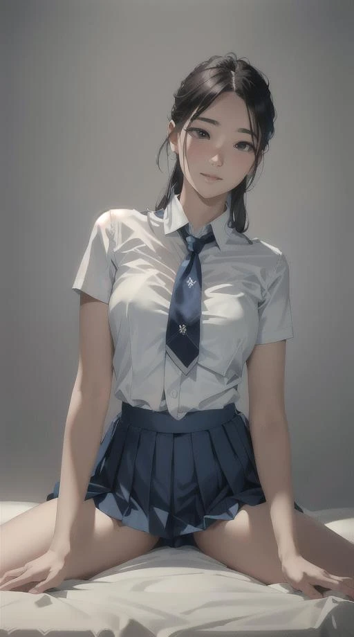 (masterpiece), (full body:1.3), (best quality:1.0), (ultra highres:1.0), (detailed face, detailed skin, ray tracing, subsurface scattering:1.1), smile, looking at viewer, (1girl, 24 years old:1.2), (pleated blue school skirt:1.3), acjc, (sgrean:1.2), school uniform <lora:acjcv3:0.3>, (blue neck tie, see through shirt:1.1), school crest on uniform shirt, 8K, 8k uhd, dslr, Nikon Z9, soft lighting, high quality, film grain, ((cinematic look)), soothing tones, insane details, intricate details, hyperdetailed, epic realistic, real picture, intricate details, ultra-detailed, ultra highres, depth field,(photorealistic,realistic:1.2),best quality, realistic, photorealistic, (intricate details:1.2), (delicate detailed), (cinematic light), clear line, sharp focus, realistic face, detailed face unity 8k wallpaper, ultra high res, (photorealistic:1.4)