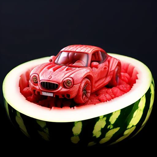 watermeloncarving, <lora:watermeloncarving-000007:1>hipoly model of supercar, 8k uhd, high quality,