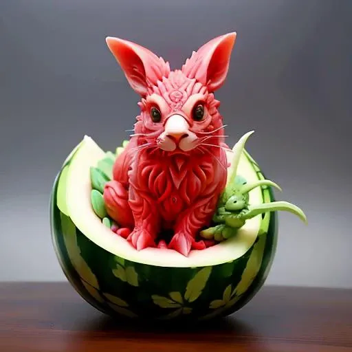 watermeloncarving, <lora:watermeloncarving-000004:1>In the Romance of the Three Kingdoms, Guan Yu rode on the Red Hare and held the Green Dragon Crescent Blade,full body,