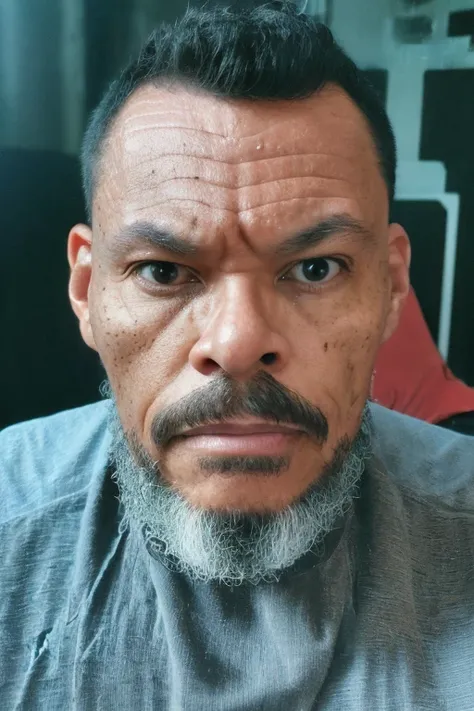 gner1, raw photography, ultra-detailed photorealistic, man android face, caterpillar face, tilted head, questioning gaze, smirk, cyborg, robotic parts, techno lab background, rim light, vibrant details, luxurious cyberpunk, hyperrealistic , anatomical, microchip, elegant, HR Giger style, 8k, best quality, masterpiece, extremely delicate and beautiful, extremely detailed, (realistic, photorealistic:1.37), incredibly absurd, robot, full body, sitting