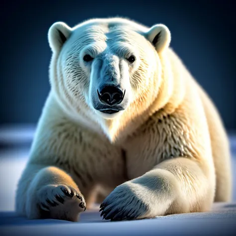 masterpiece, best quality, highly detailed, dangerous polar bear, depth of field, cinematic composition, best lighting