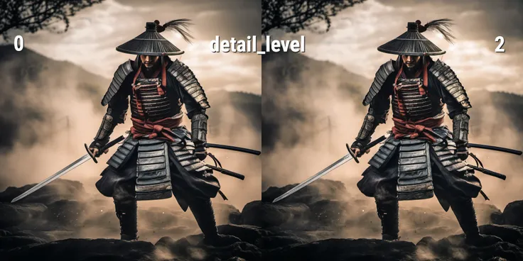 Cinematic shot a of Samurai wearing traditional armor holding a katana sword, in the middle of a intense battle in Feudal Japan on Kyoto, the background is a battlefield with smoke in the distance, clash of swords, masculine, determined, dynamic action, dynamic motion, combat pose, epic, dramatic, dutch angle shot, cinematic lighting, photorealistic, clean sharp focus, film grain, hyper - detailed, directed by Zack Snyder