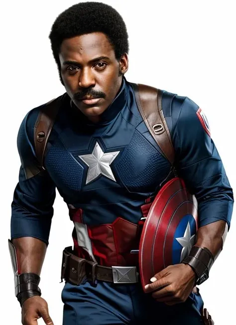 rr1 <lora:RichardRoundtree:1>, headshot, man, solo, man in captain America costume, full body, full body shot, white background, no background, PNG, natural lighting, no shadows, ultra detailed, hyperrealistic, 80mm, 4k, 8k, 8k realistic, sharp focus, intricate, high resolution