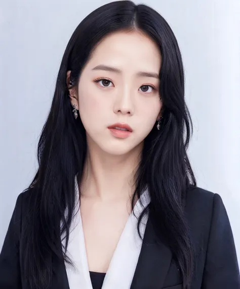 jisoo,photorealistic,realistic, solo, photorealistic, best quality, ultra high res,

diamond stud earrings, long straight black hair, hazel eyes, serious expression, black blazer ,white shirt, white blouse, standing against a city skyline at night

beautiful, masterpiece, best quality, extremely detailed face, perfect lighting, solo,1girl,

best quality, ultra high res, photorealistic,
ultra detailed,
masterpiece, best quality,