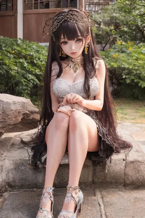 (realistic:1.3),best quality ,masterpiece, an extremely delicate and beautiful, extremely detailed , extremely detailed,realistic,
suzhouyuanlin,1girl,a girl at building,legs,idol,(building:1.5),(very long hair), (hair ornament), earrings,detailed face,(looking at viewer:1.1),
highly detailed background,Outdoor Background,outdoors