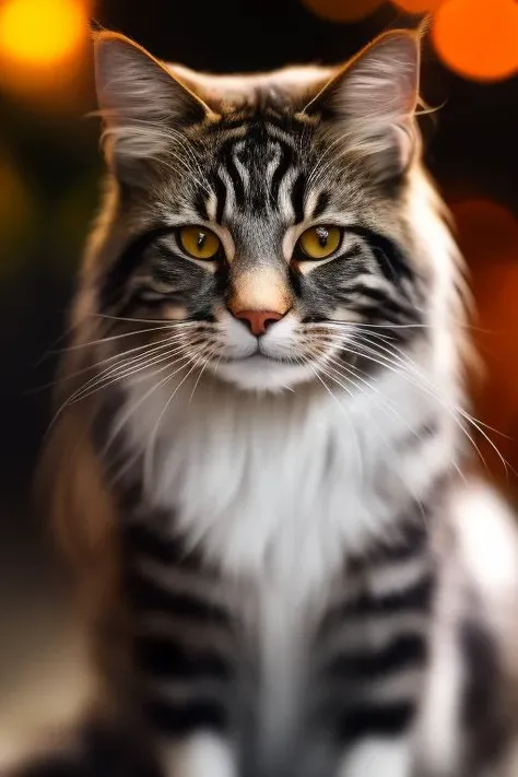 main_coon <lora:main_coon:1>,(((long Hair))),bokeh effect,