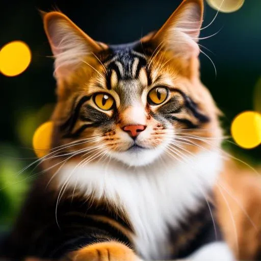 main_coon <lora:main_coon:1>,(((ginger long Hair))),bokeh effect,