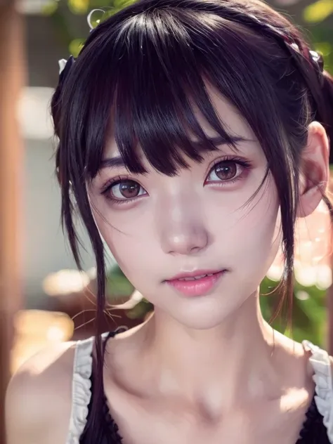 <lora:aoArtstyleLora_v10>, ((detailed facial features)), best quality, ultra high res, (photorealistic:1.4),a beautiful girl, [:(detailed face:1.2):0.2], (kawaii:1.2), (Slender jawline:0.6), (Adult face:0.5),(slender face:0.8),black twintwils ,solo,Natural face, Pelvis, middle breast,<beautiful_mistake-6500:0.2>, <lora:xiaorouseeu_v10:0.65>,smile, smiling mouth,looking straight,(red iris:1.0), full shot,Random posture, thin Thighs, from front, slim, skinny,ta, short stature, littita,look at er,lens 135mm,f1.8,