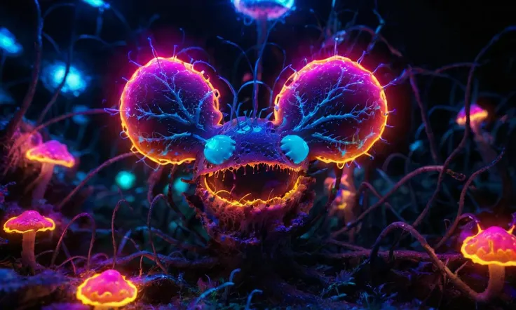 macro a photograph of a lit up neon fungal cell mau5head, neon colors, 8k
<lora:xl_mau5head-10:1> <lora:concept_xl.SDXL_macro_Sa_May:.8> <lora:style_xl.blacklight_makeup_v2:0.5>