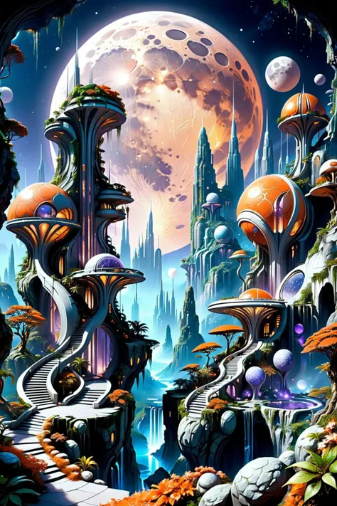 pandoralnd city, huge moon,
 <lora:Pandora Land XL:0.7>