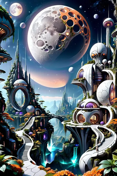 pandoralnd city, huge moon,
 <lora:Pandora Land XL:0.7>