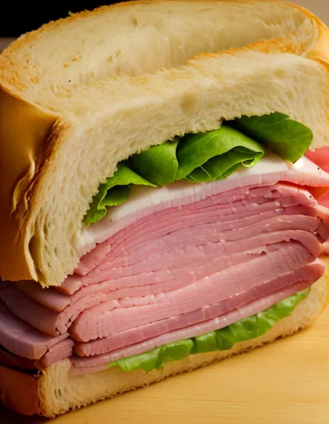 Stunning portrait of a ham sandwich