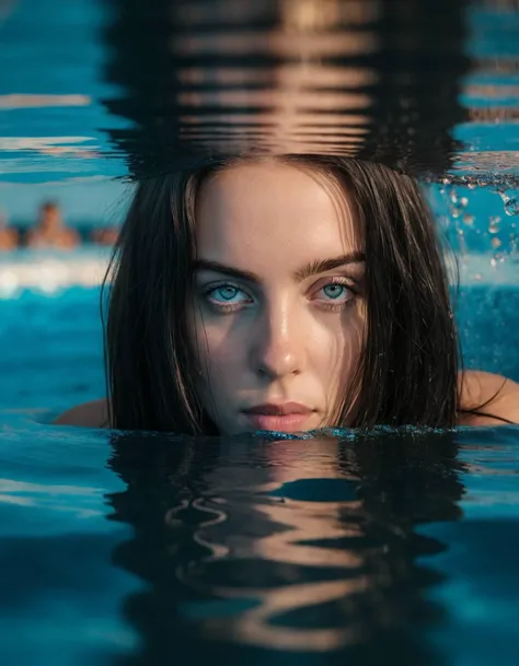 cinematic photo professional close-up portrait photography of the face of a beautiful (((ohwx woman))) at turbulent aquatic surface layer during Dawn, Nikon Z9 <lora:billie_dh128_lora_v2:1.1> . 35mm photograph, film, bokeh, professional, 4k, highly detailed