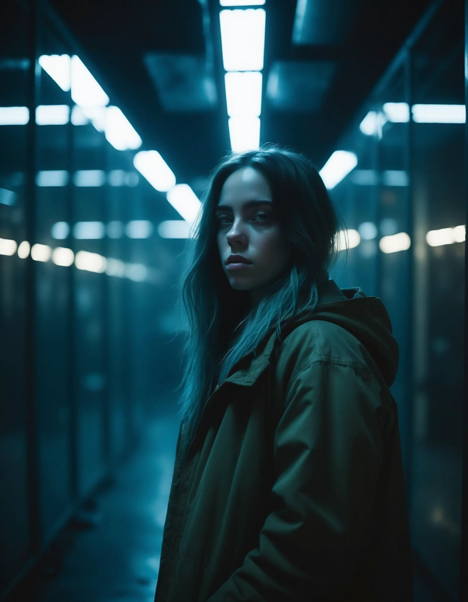 cinematic photo (((ohwx woman))) inside a liminal space of nightmares, dynamic lighting, photorealistic, trending on art station, stunning visuals, creative, cinematic, ultra detailed, atmospherical, ambient lighting, scary art <lora:billie_dh128_lora_v2:1.1> . 35mm photograph, film, bokeh, professional, 4k, highly detailed