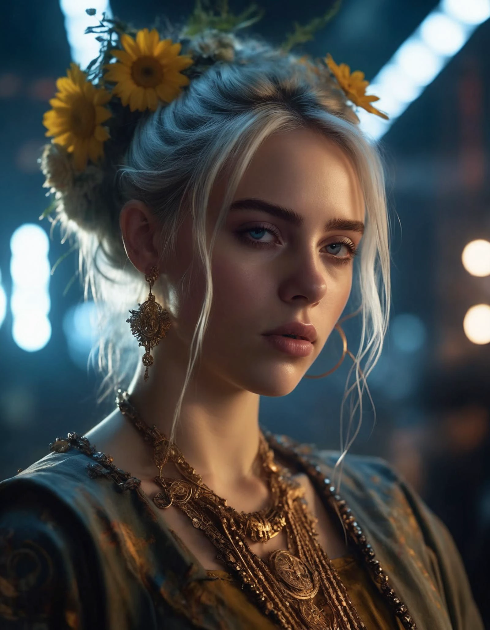 cinematic photo portrait of a gorgeous (((ohwx woman))) princesse, dynamic lighting, in the style of Jean-Baptiste Monge, dark ambiance, ink slpatters, flowers, realistic, sharp focus, illustration, octane render, unreal engine, 8k, high resolution, trending on artstation, sharp focus, studio photo, intricate details, highly detailed, by greg rutkowski, sharp focus, emitting diodes, smoke, artillery, sparks, racks, system unit, motherboard, by pascal blanche rutkowski repin artstation hyperrealism painting concept art of detailed character design matte painting, 4 k resolution blade runner <lora:billie_dh128_lora_v2:1.1> . 35mm photograph, film, bokeh, professional, 4k, highly detailed