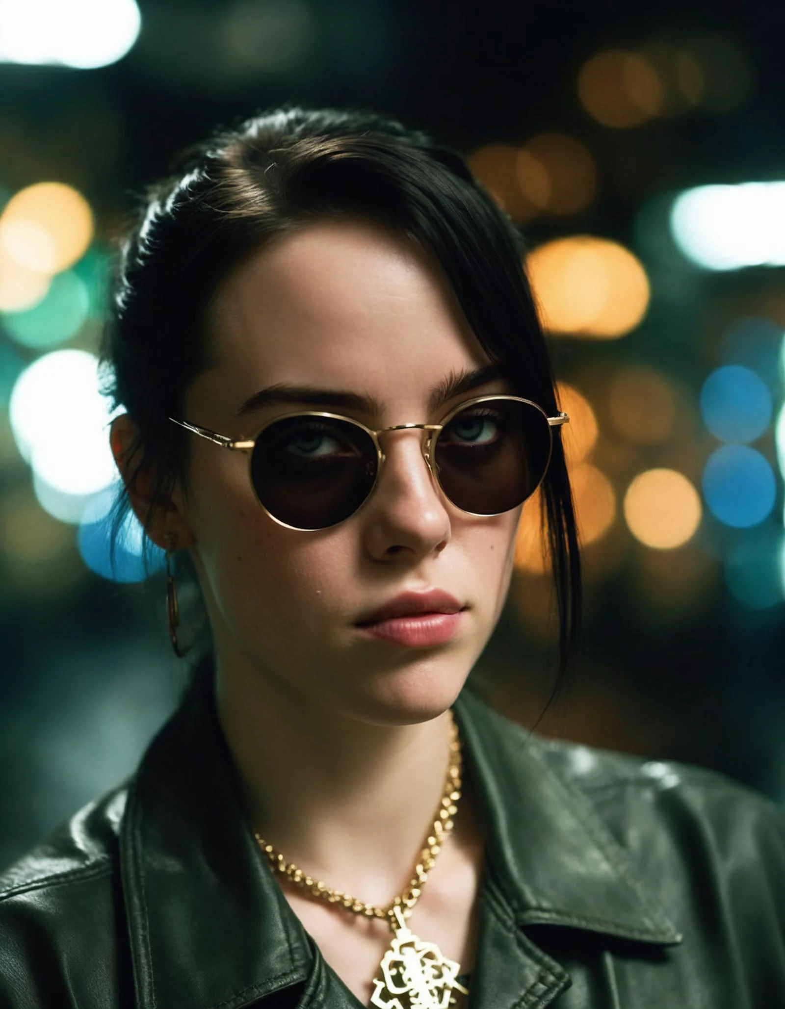 cinematic photo (((ohwx woman))) as the one, in the movie The Matrix (1999), ruggedly handsome hero, depth of field, zeiss lens, detailed, symmetrical, centered, fashion photoshoot, 8 k resolution, extremely detailed, establishing shot, artistic, hyperrealistic, octane render <lora:billie_dh128_lora_v2:1.1> . 35mm photograph, film, bokeh, professional, 4k, highly detailed