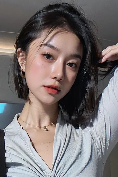 white shirt,1girl,best quality,masterpiece,illustration,an extremely delicate and beautiful,CG,unity,8k wallpaper,Amazing,finely detail,masterpiece,official art,extremely detailed CG unity 8k wallpaper,incredibly absurdres,huge filesize,ultra-detailed,highres,extremely detailed,beautiful detailed girl,light particles,realistic,x-ray,soft light,full frontal, <lora:luyaoNEW:0.8>