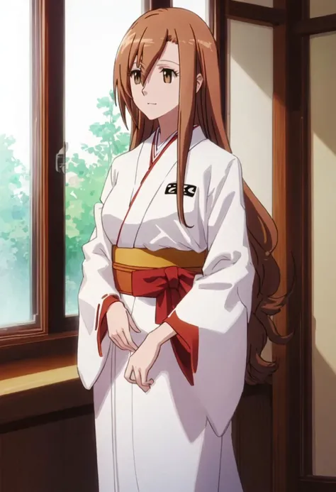 best quality, masterpiece, highres, solo, {shichijou_aria_seitokaiyakuindomo:0.90}, {white kimono:1.35}, {red hakama:1.35}, {wide sleeves:1.20}