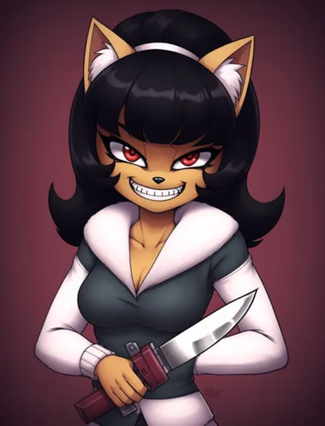 <lora:katswell:0.7>, katswell, detailed background, detailed face, detailed eyes, detailed fluffy fur, red eyes, evil grin, knife