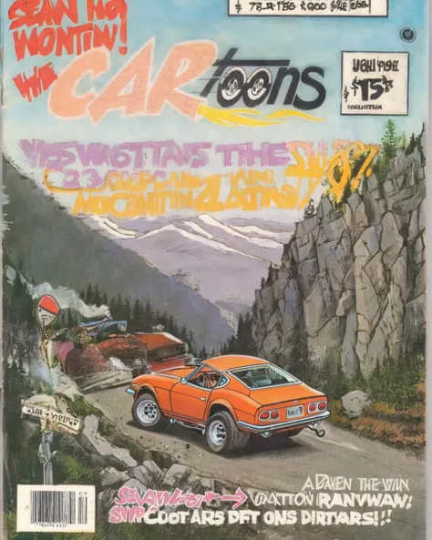 retr0magz, 280z in the mountains  <lora:retr0magz_SDXL_v1_32:1>