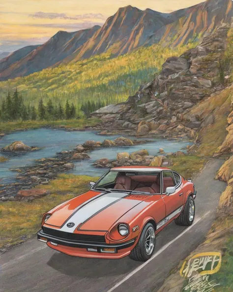 retr0magz, a 280z in the mountains  <lora:retr0magz_SDXL_v1_32:0.5>