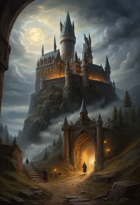 oil painting, wizards play with the ghosts of Hogwarts Castle in secret tunnel leads to a forgotten crypt,  dramatic clouds, gloomy, mysterious, hazy, dusty, mystical, mysterious, gloomy, hazy, dusty, dramatic light,  34K uhd, masterpiece, high detail, 8k, intricate, detailed, high resolution, high res, high quality, <lora:add-detail-xl:1.8>, highly detailed, Extremely high-resolution details, fine texture,