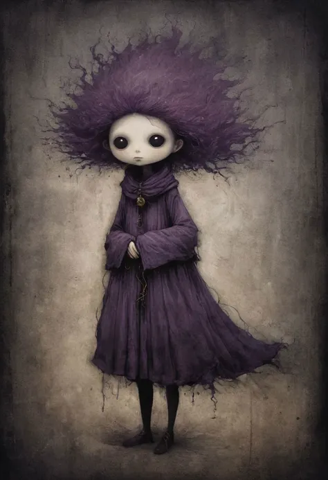 Ethereal mysticism meets grunge art, dark purple, charming character, medium eyes, magic energy, emulsion, andy kehoe, craola, leonardo da vinci, dynamic pose, dynamic light and shadow, digital art, Mysterious, BadDream, linquivera, liiv1